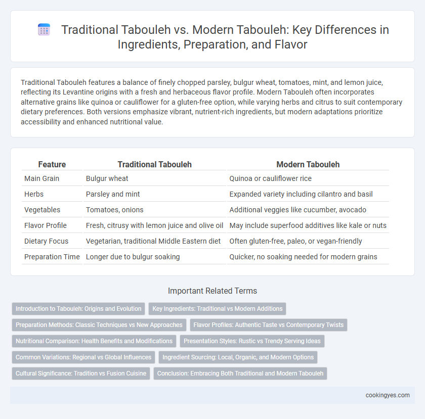 Traditional Tabouleh vs. Modern Tabouleh: Key Differences in Ingredients, Preparation, and Flavor