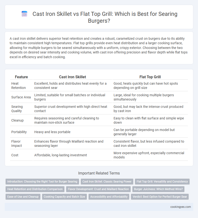 Cast Iron Skillet vs Flat Top Grill: Which is Best for Searing Burgers?