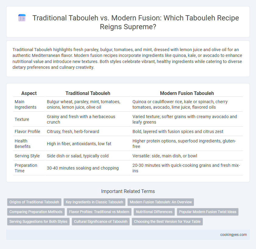 Traditional Tabouleh vs. Modern Fusion: Which Tabouleh Recipe Reigns Supreme?