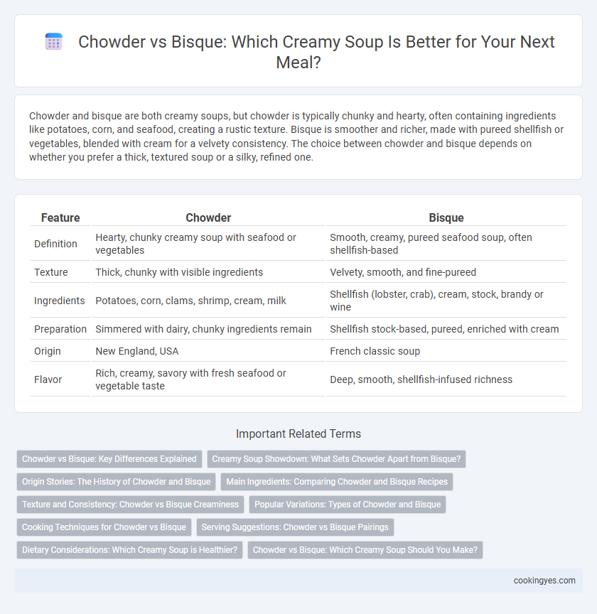 Chowder vs Bisque: Which Creamy Soup Is Better for Your Next Meal?